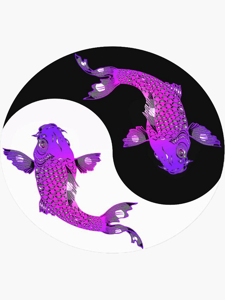 Yin Yang Koi Fish Sticker By Salmashop Redbubble