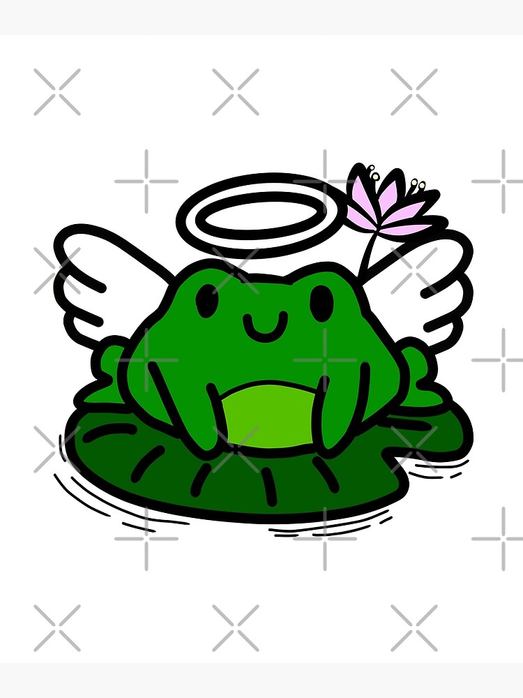 Cute Smiling Angel Frog Poster For Sale By Nvaleroso Redbubble