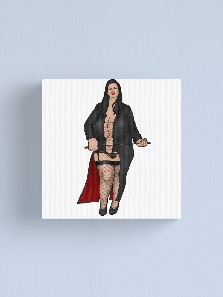 Strict Bbw Dominatrix With Very Large Breasts In A Coat Canvas Print