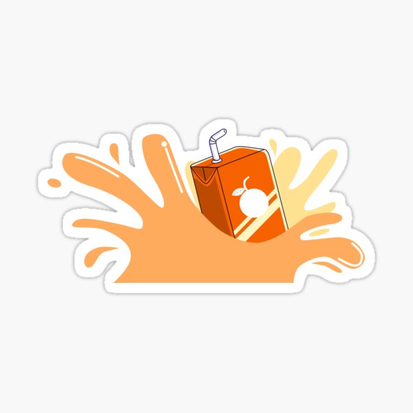 Orange Juice Box Falls In Orange Juice Sticker By Pakugfx Redbubble