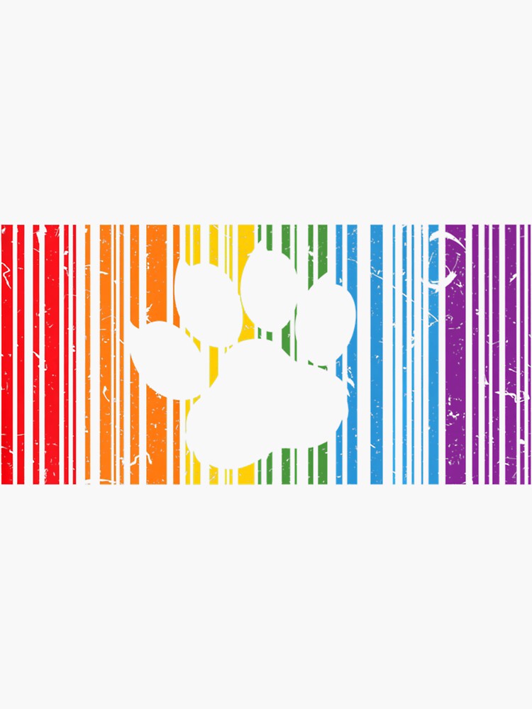 Lgbt Rainbow Colors Barcode Icon Pride Gay Bear Paw Sticker By