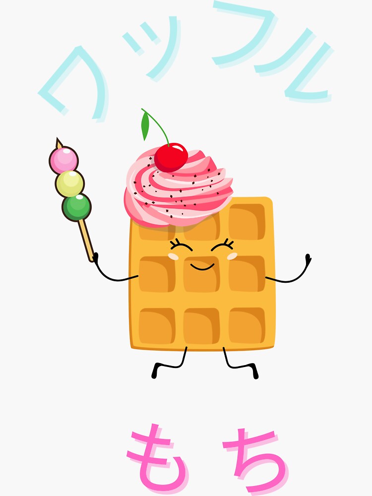 Waffles And Mochi Kawaii Foods Sticker For Sale By Danis Corner