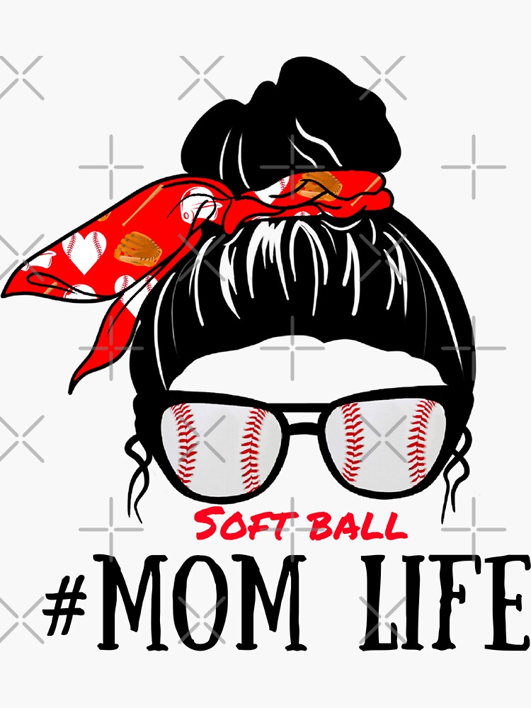 Messy Bun Softball Momlife Sticker For Sale By Mixture Design