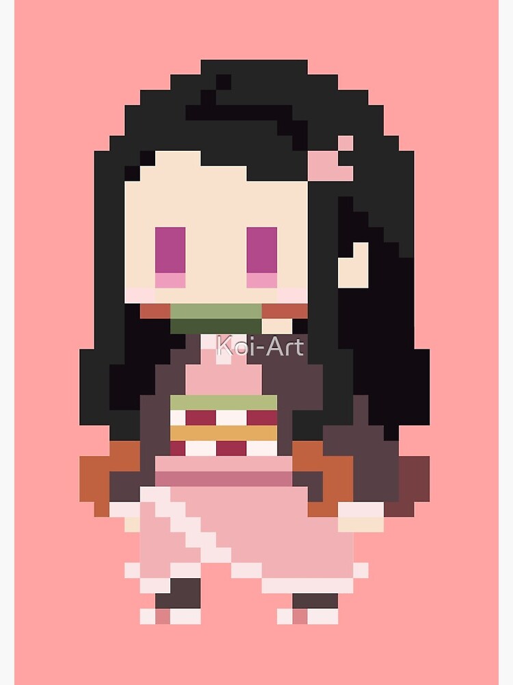 Bit Nezuko Kamado Pixel Art Spiral Notebook By Koi Art Redbubble