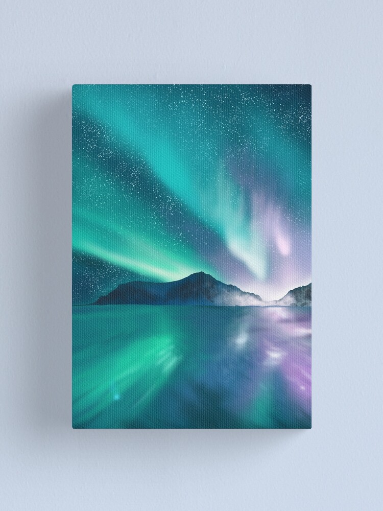 Lienzo Aurora Borealis Ilustraci N De Admirar El Maravilloso Paisaje