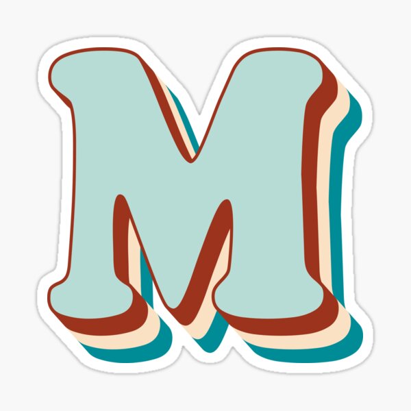 Letter M Initial Groovy Retro Font Vintage Lettering Typography