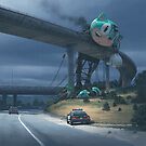 Incident On The Edge Of Town by Simon Stålenhag