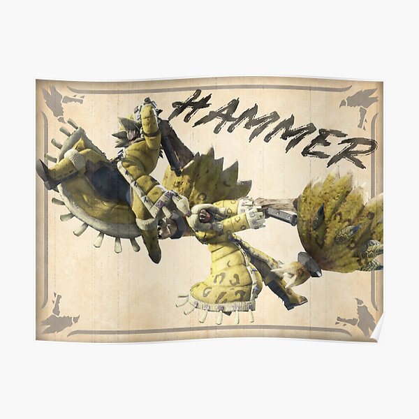 Monster Hunter Rise Hammer Poster By Velvetzone Redbubble