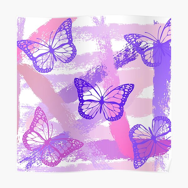 Pink And Purple Butterfly Poster By Mmalbon Redbubble