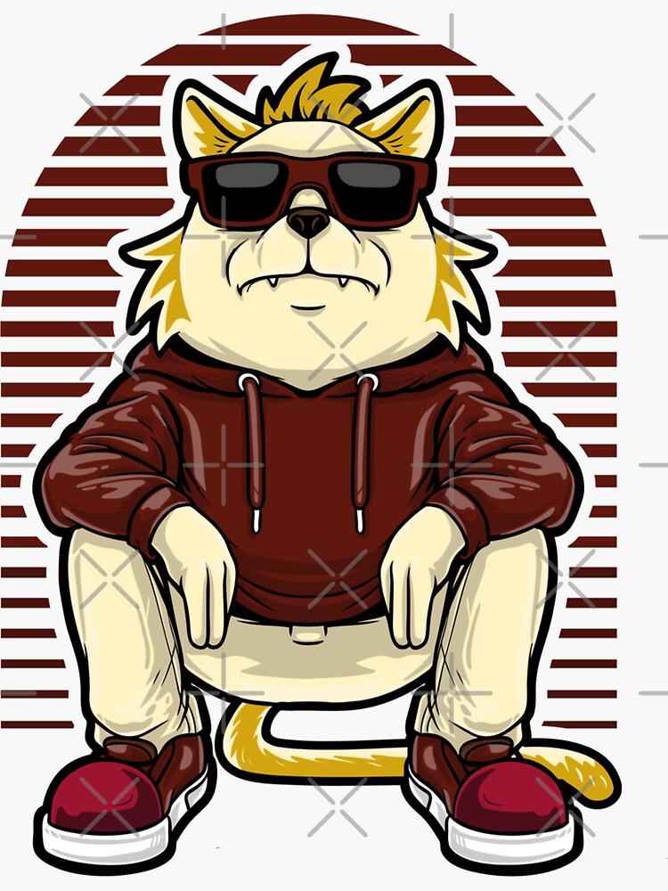 Rapper Cat Cool Cat Gangster Cat Sticker For Sale By SwitMoa Redbubble