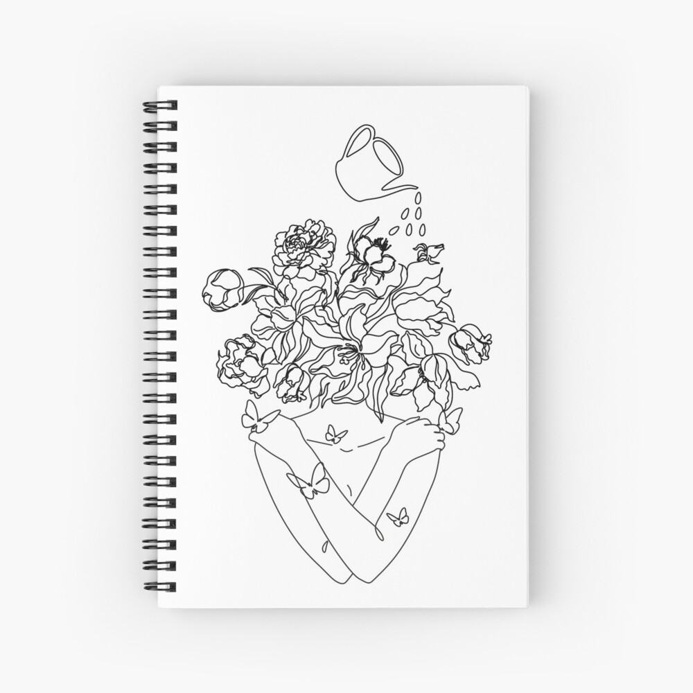 Flower Head Art Print Minimal Line Art Floral Illustration