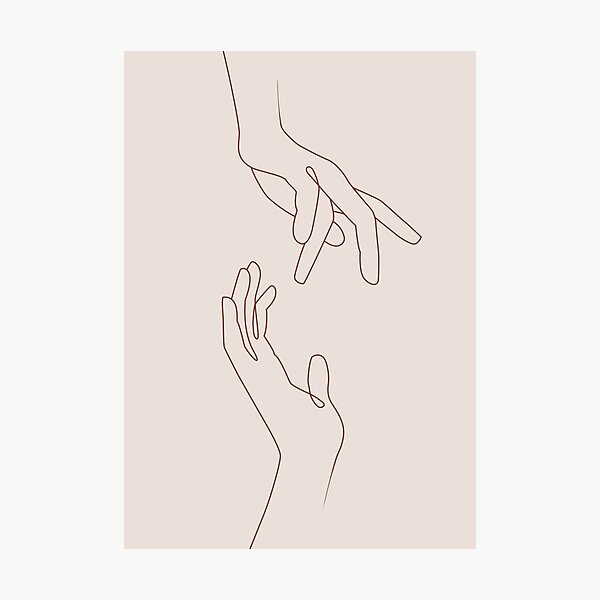 Hands Line Drawing Photographic Print For Sale By Alurahome Redbubble