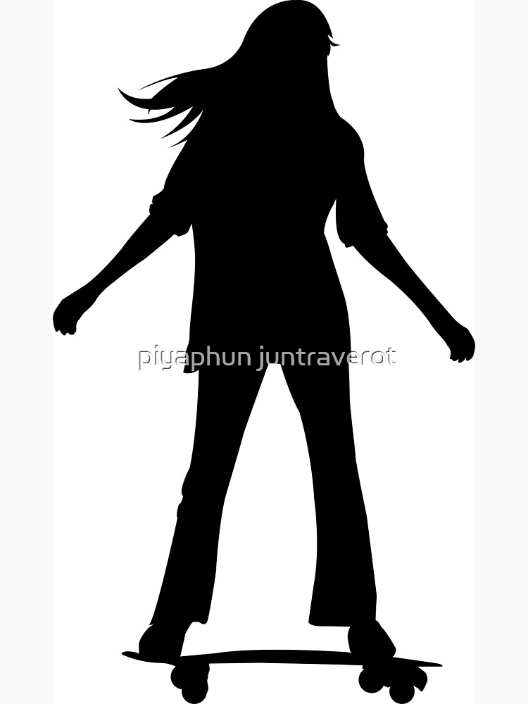 Vector Image Silhouette Girl Riding A Skateboard Or Surf Skate