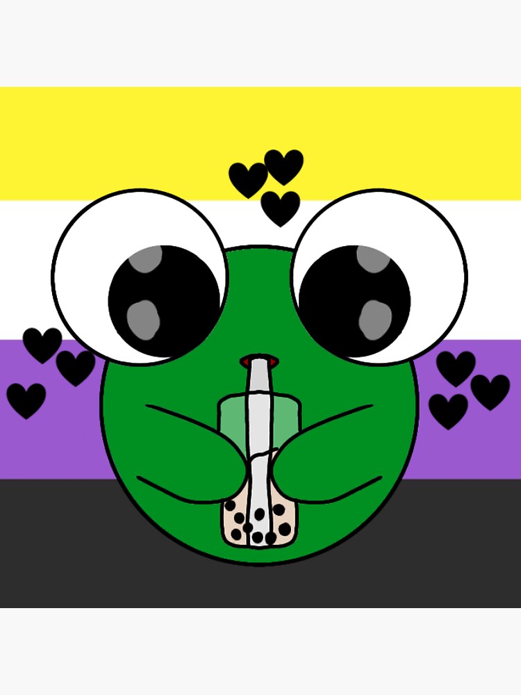 Non Binary Pride Frog Sticker By Mushroombxyshop Redbubble