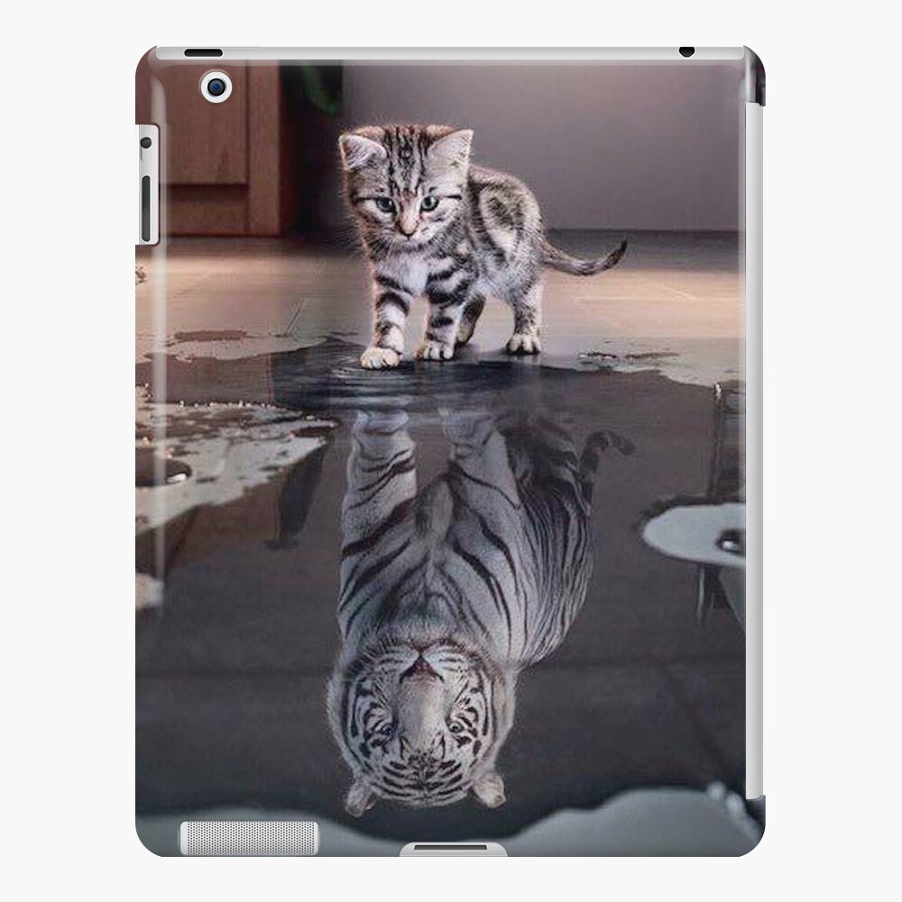 Believe In Yourself Kitten Tiger Puddle Mirror Reflection IPad Case