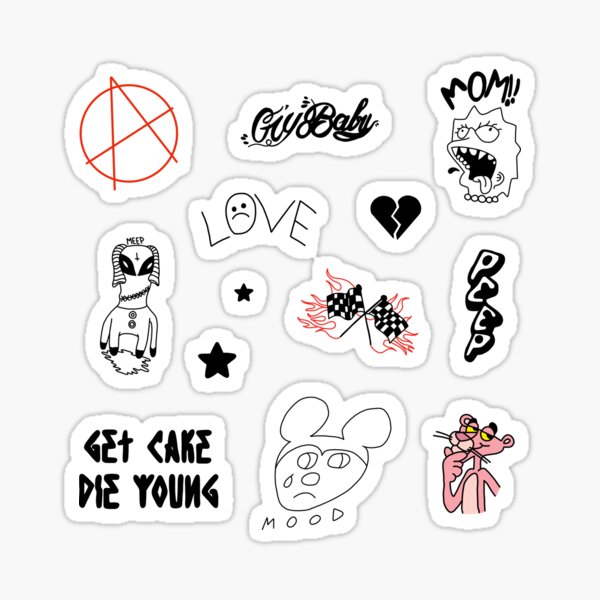 Lil Peep Tattoo Pack Sticker For Sale By EclipseInFlames Redbubble