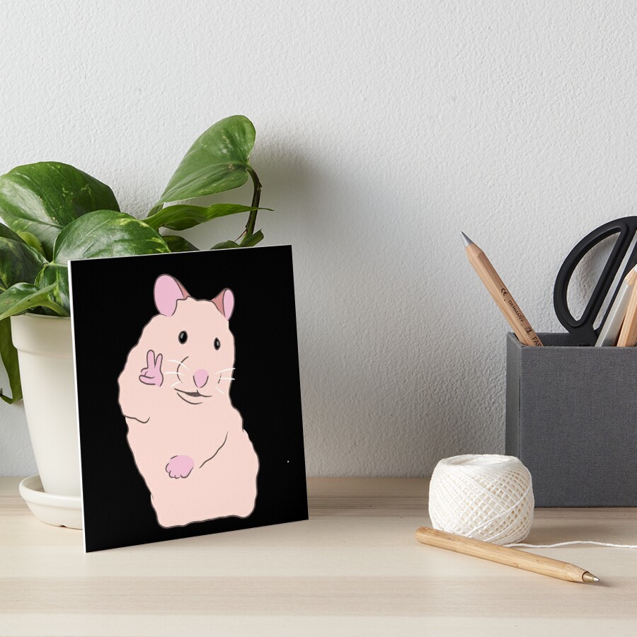 Hamster Peace Sign Meme Art Board Print For Sale By Pauli Redbubble