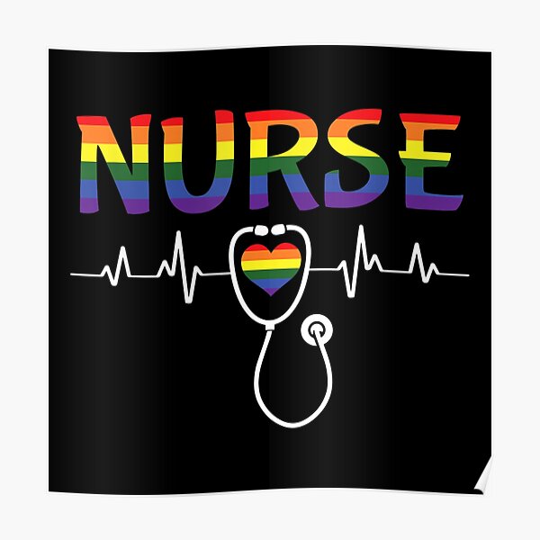 Nurse Lgbt Q Gay Pride Rainbow Flag Registered Poster By