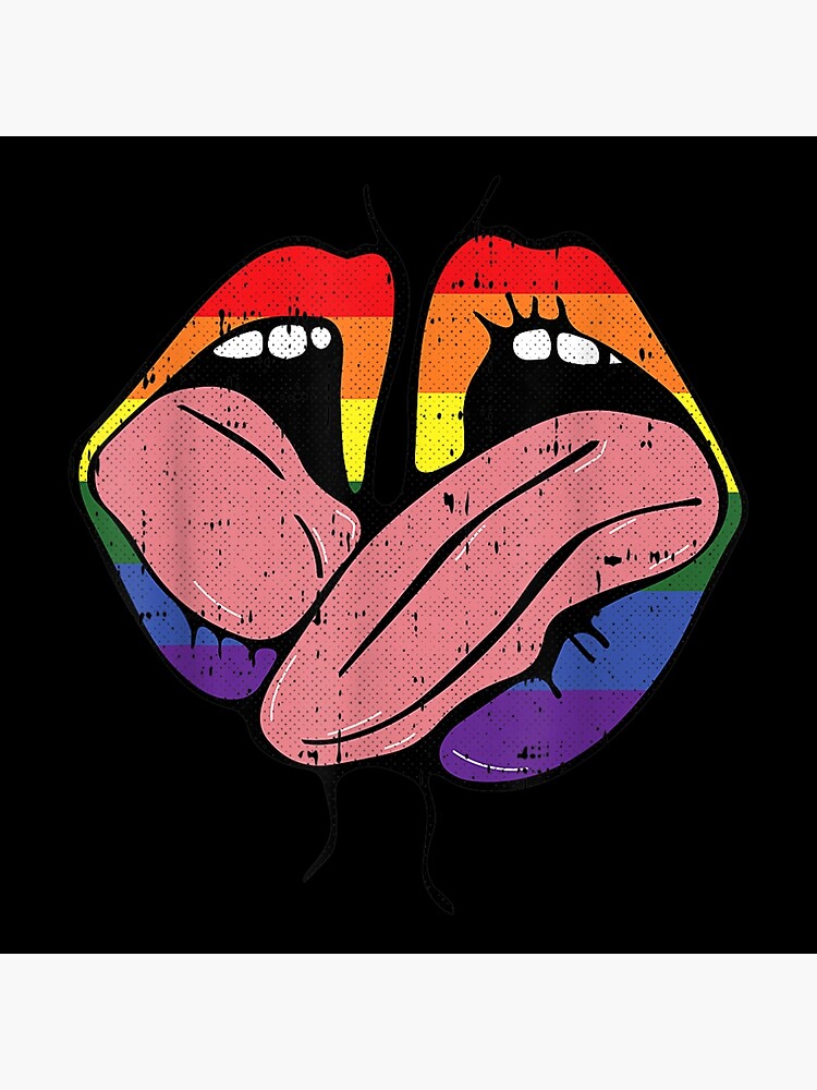 Kissing Lips Gay Pride Sexy Lick Rainbow Flag Photographic Print By