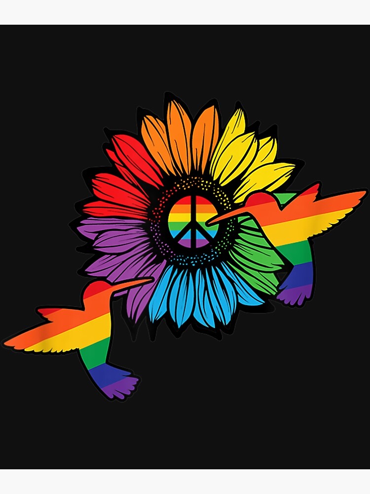 Sunflower Hummingbird LGBT Flag Gay Pride Month LGBTQ Poster By