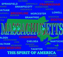 Massachusetts State Pride Map Silhouette by KWJphotoart
