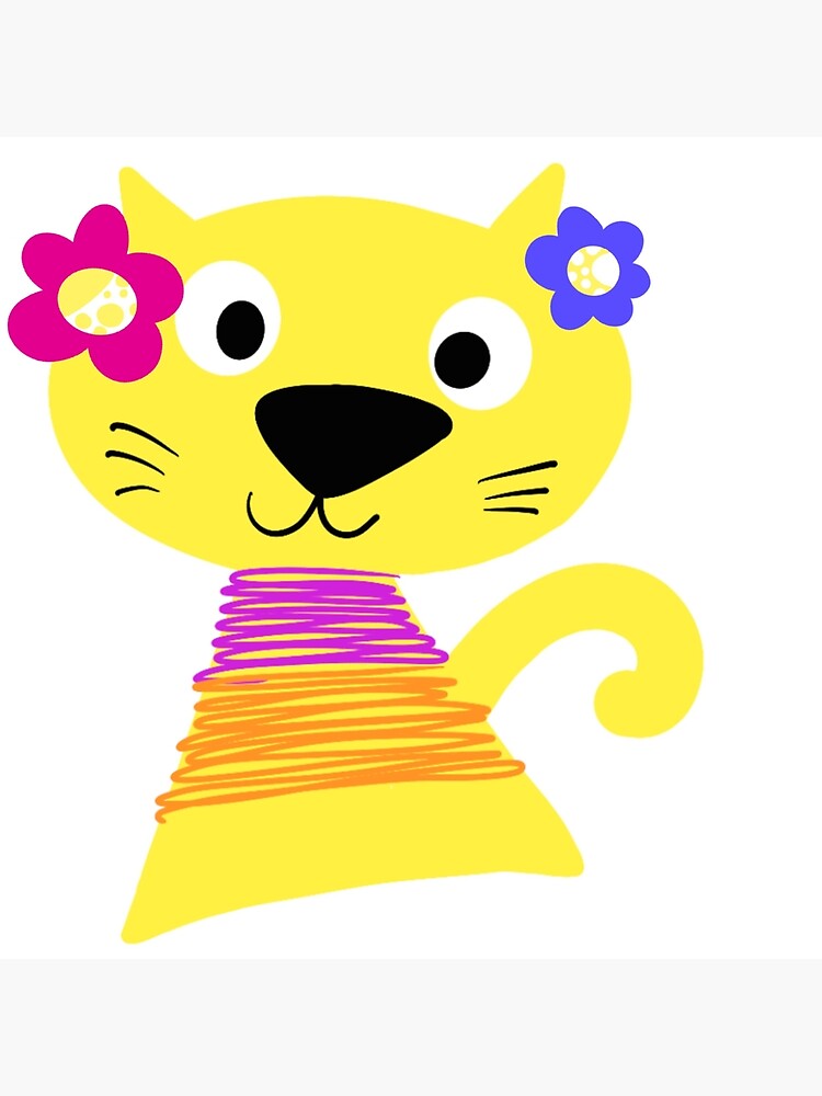 Lámina fotográfica Gatito amarillo de divertidos dibujos animados con