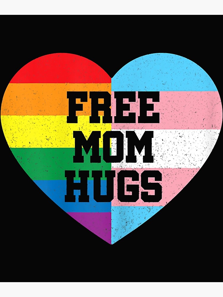 Womens Free Mom Hugs Shirt Gay Pride Gift Transgender Rainbow Flag