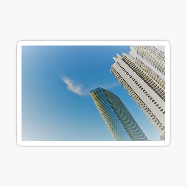 Tall Buildings Against Blue Sunny Sky Sticker By Chanideu Redbubble