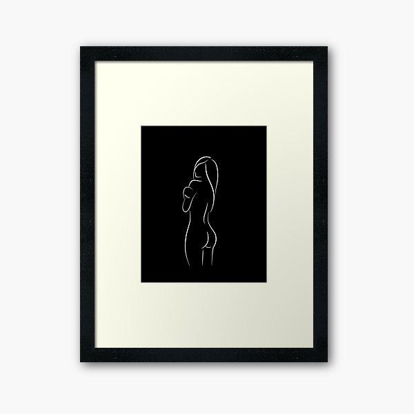 Female Nude Line Art Drawing Darling Dahlia In Black Framed Art