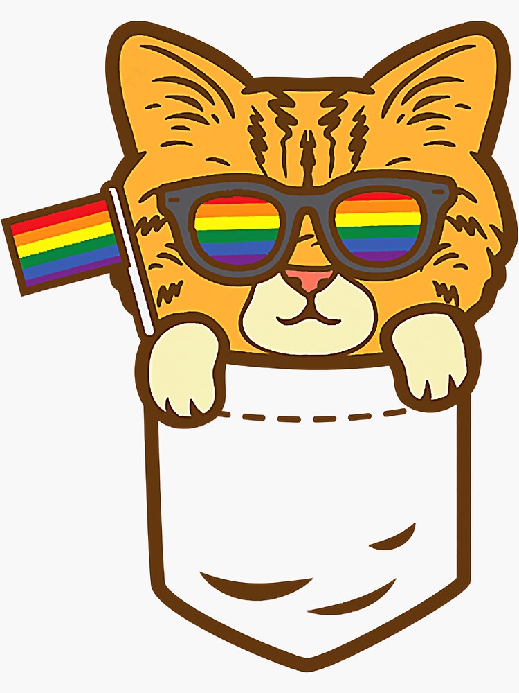 Kitten Purride Cat Pocket LGBTQ Rainbow Flag Gay Pride Ally Sticker