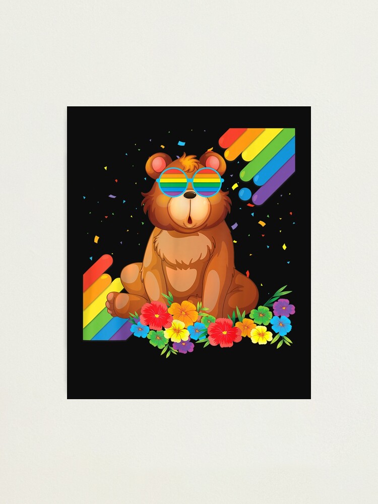 Lámina fotográfica Orgulloso LGBT Lovely Gay Bear Pride Flag Rainbow