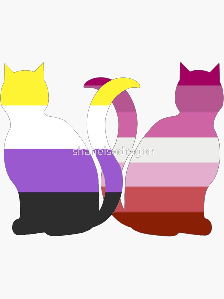 Nonbinary Lesbian Pride Cats Sticker By Shaneisadragon Redbubble