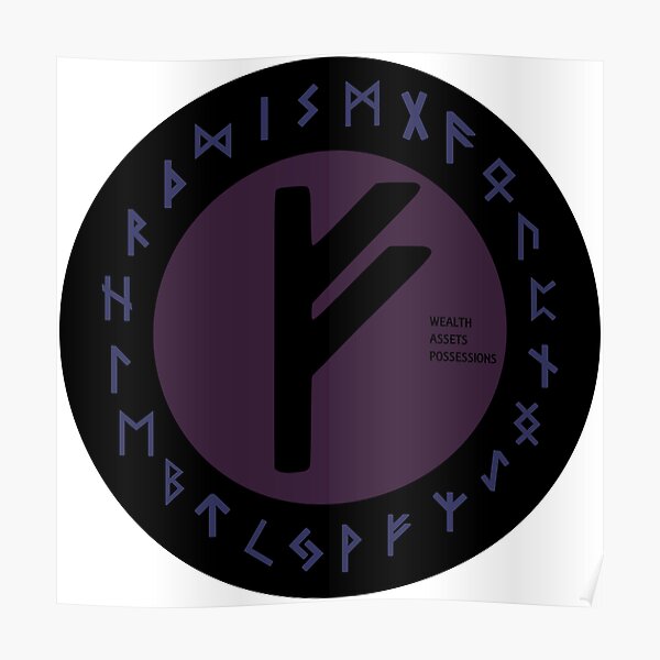 Purple Fehu Elder Futhark Viking Rune Symbol Poster For Sale By