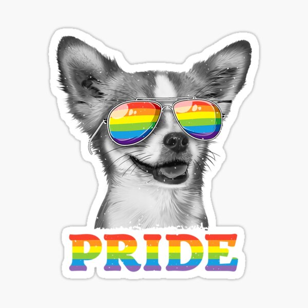 Chihuahua Gay Pride Lgbt Rainbow Flag Sunglasses Lgbtq Sticker For