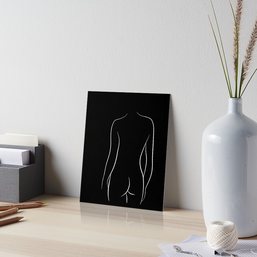 Minimalist Nude Woman Line Drawing Polished Pamela Art Board Print