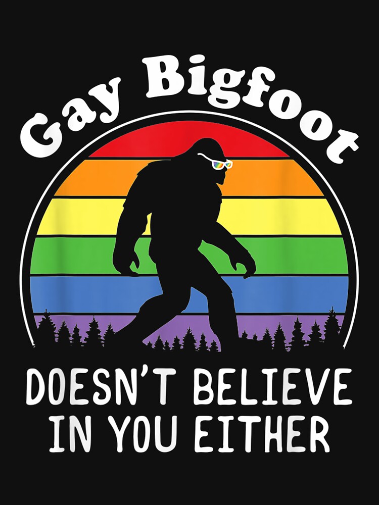 Gay Pride Funny Gay Bigfoot Rainbow Sasquatch Retro Vintage T Shirt