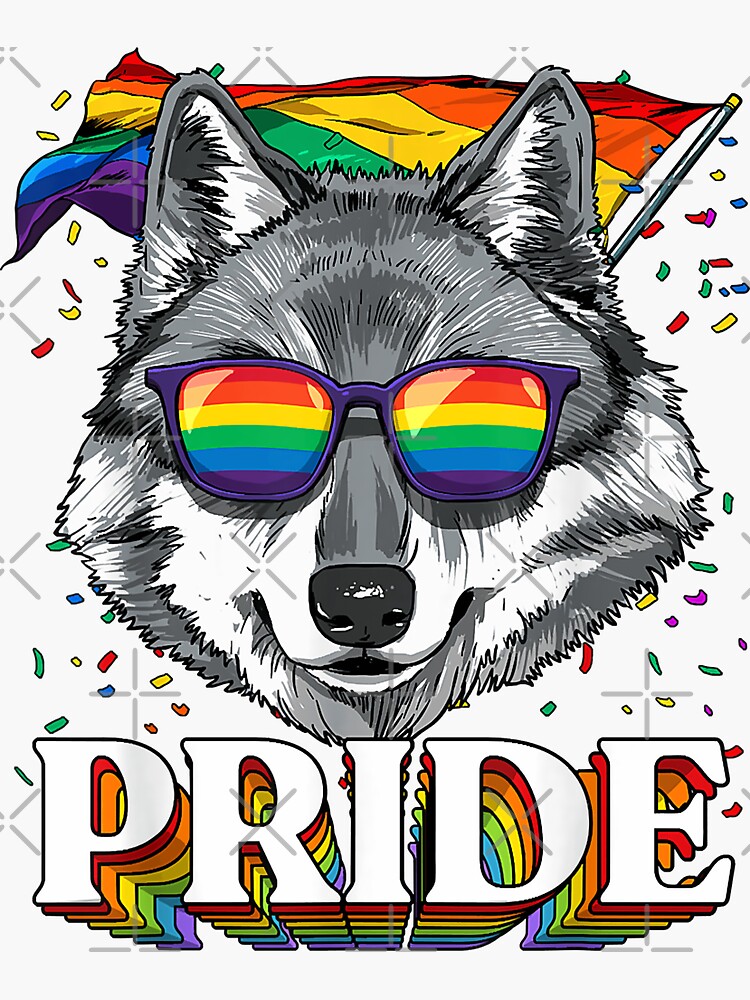 Lgbt Wolf Gay Pride Lgbtq Rainbow Flag Sunglasses Sticker For Sale By