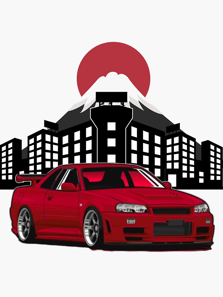 R Skyline Gtr Sticker For Sale By Motoshift Redbubble