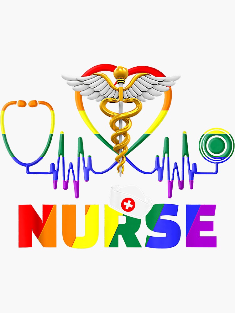 Nurse Lgbtq Gay Pride Rainbow Flag Registered Nursing Rn Sticker For