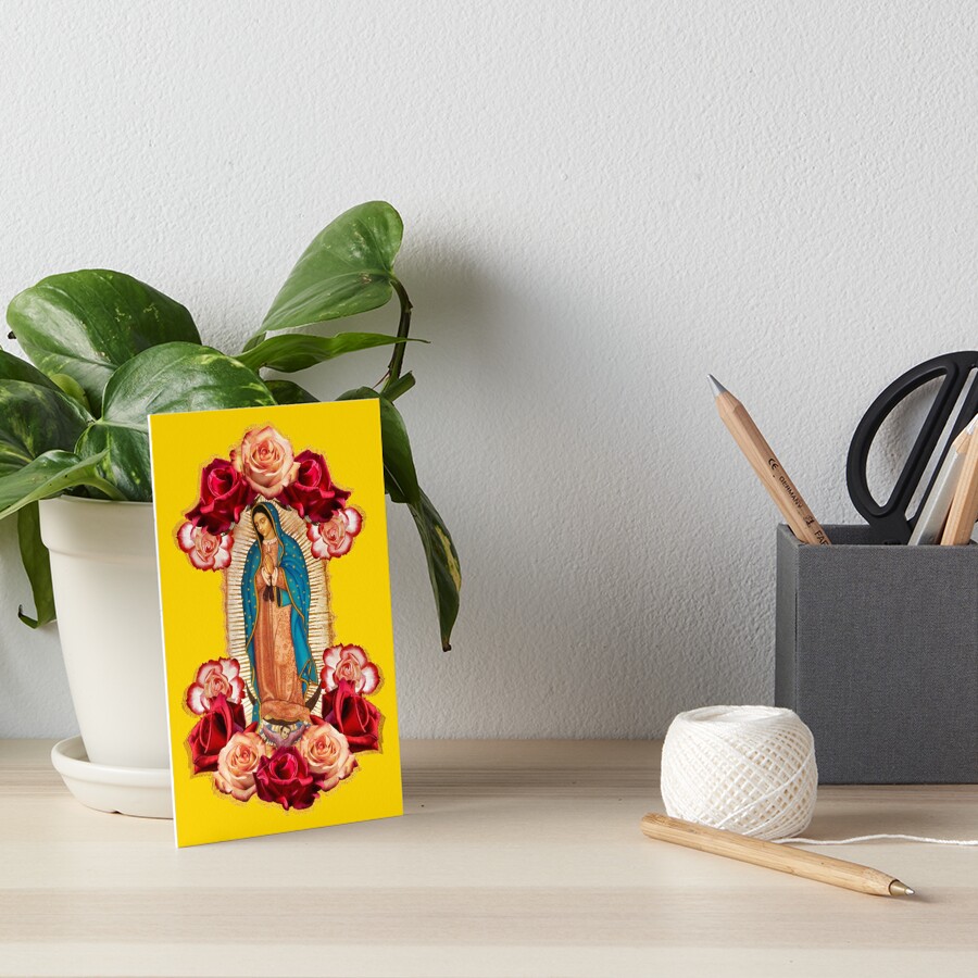 The Virgin Of Guadalupe With Red Roses Art Board Print For Sale By