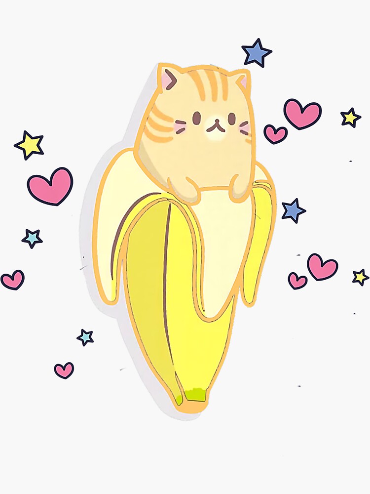 Bananya Banana Funny Cat Cute Kawaii Kitten Premium Sticker By