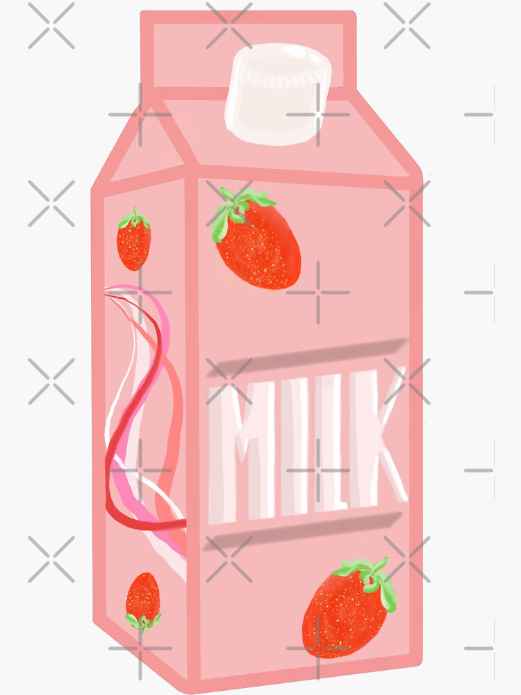 Cute Pink Strawberry Milk Carton Sticker By Strawb Milk Redbubble