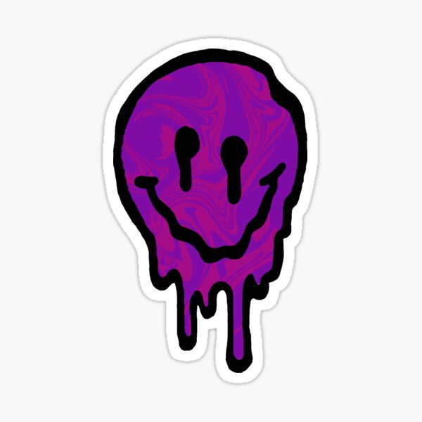 Smiley Dripping Purple Pink Sticker For Sale By Lauraspens Redbubble