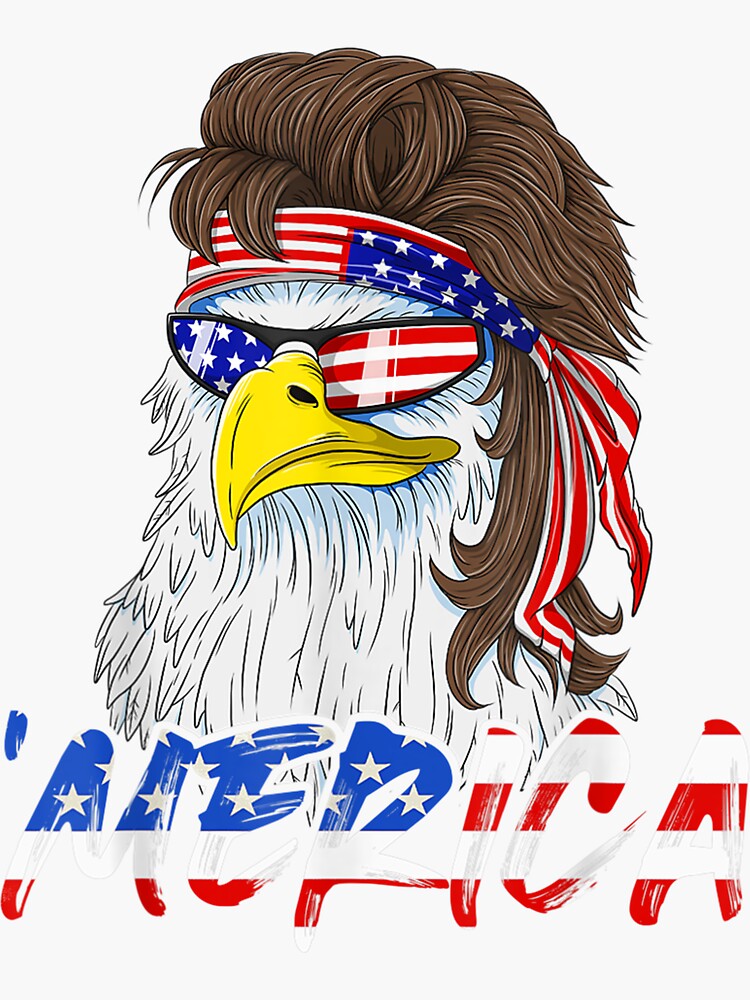 Eagle Mullet Merica 4th Of July USA American Flag Patriotic