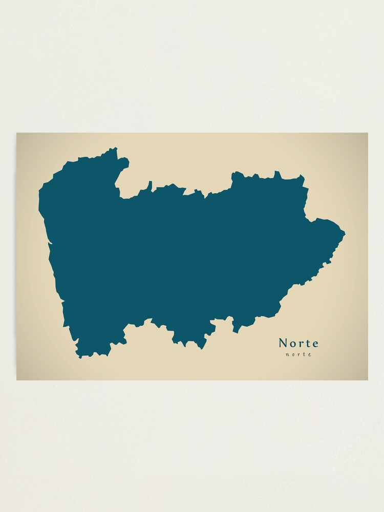 Lámina fotográfica Mapa moderno Mapa de la región Norte Portugal PT