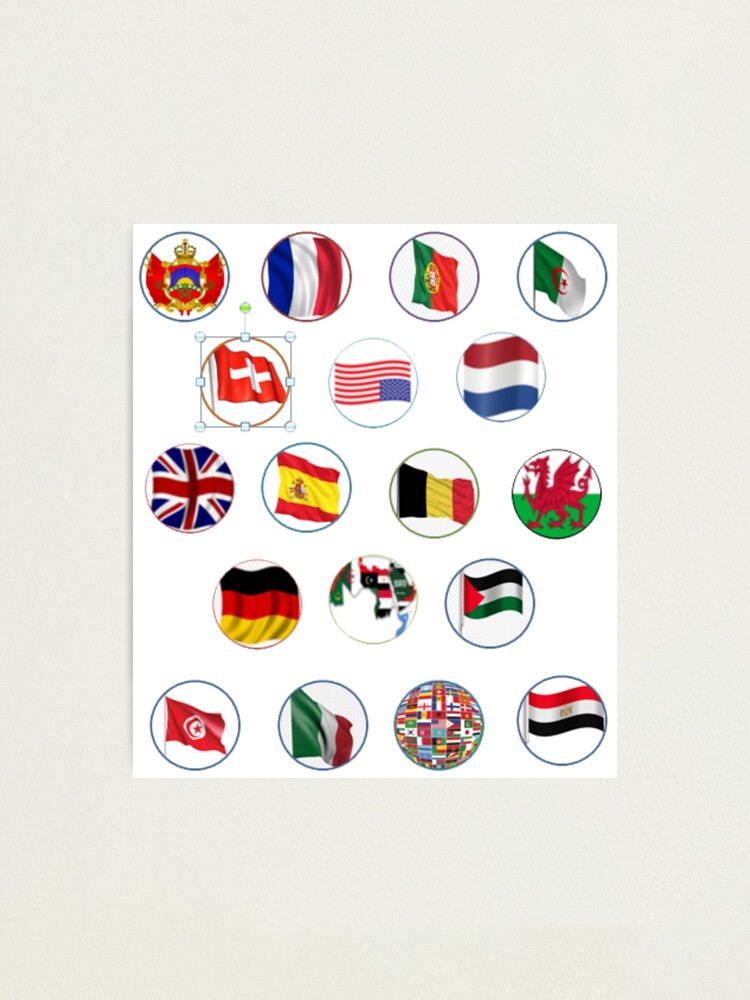 Lámina fotográfica Botones de diseño con banderas de países Part1 de