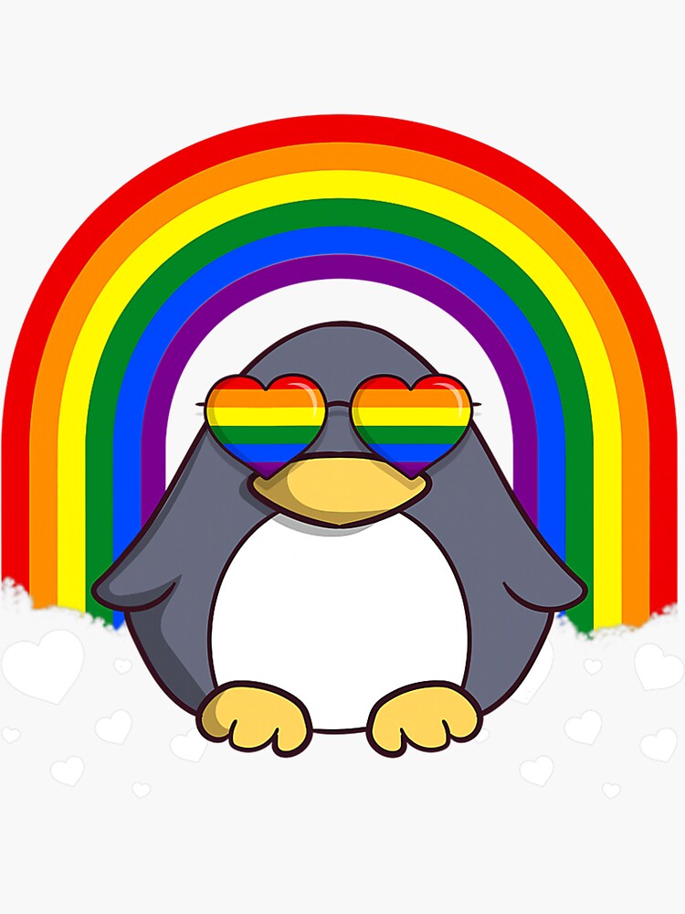 Lgbt Penguin Gay Pride Rainbow Lgbtq Cute Arctic Bird Sticker For