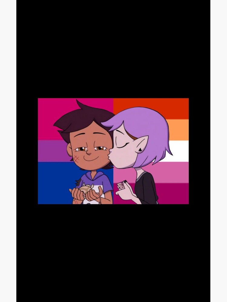 Lumity Kiss With Bisexual And Lesbian Pride Flags The Owl House