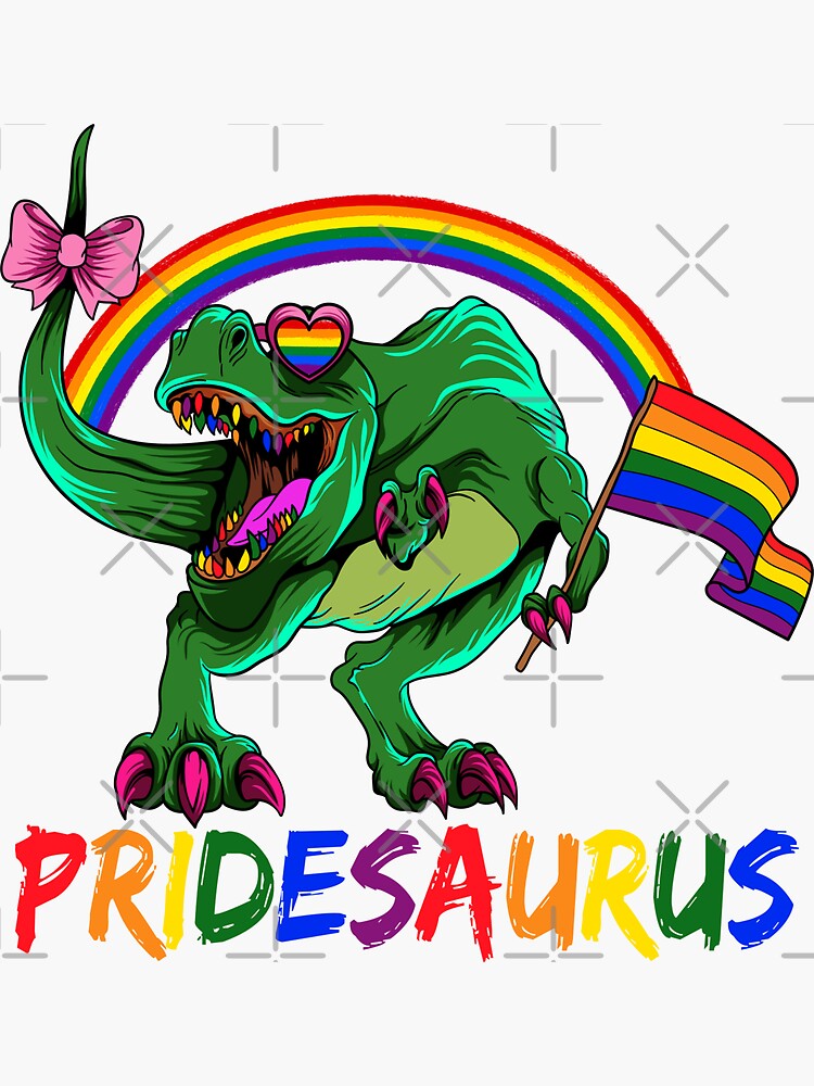 Pridesaurus Pride Gay T Rex Dino Rainbow Sticker For Sale By DaMarco