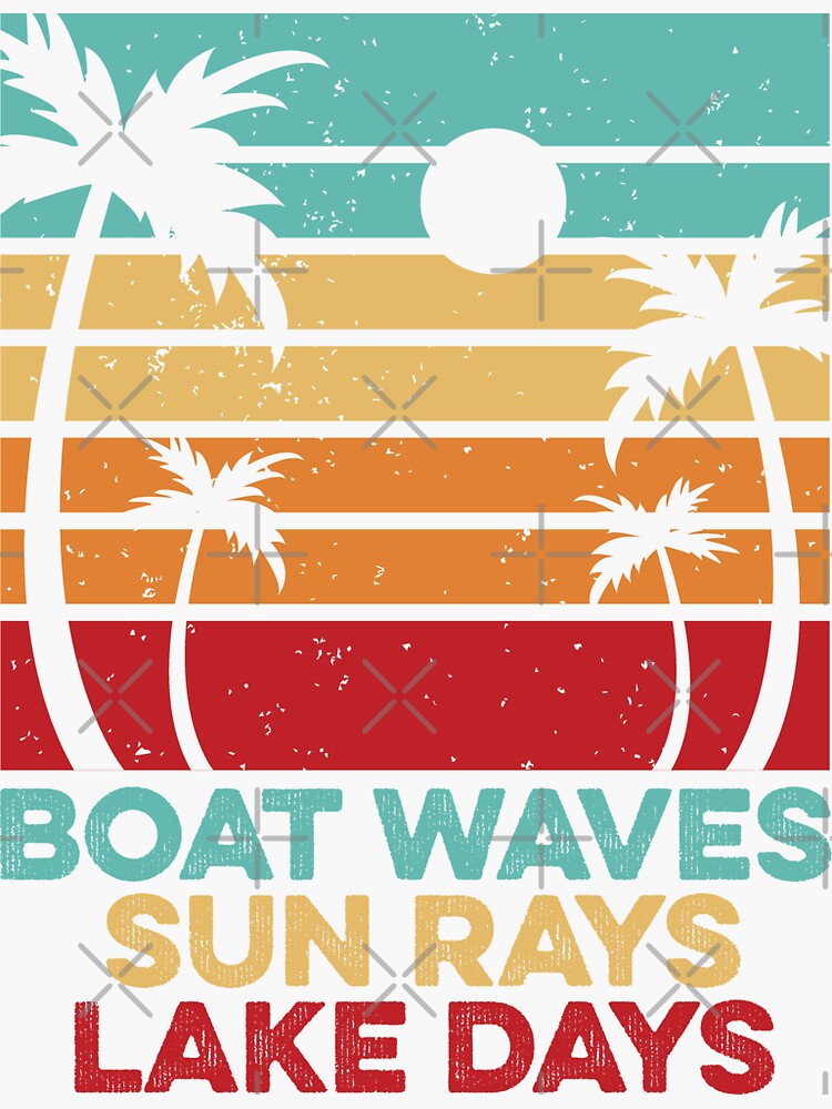 Boat Waves Sun Rays Lake Days Summer Vacation Trip Sunset Sticker For